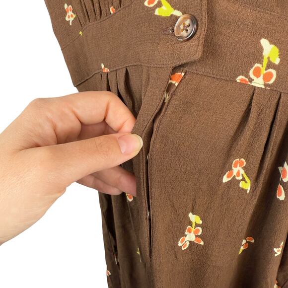 Christy Dawn Lottie Floral Button Up Maxi Dress Boho Vintage Brown Size S - Picture 8 of 9